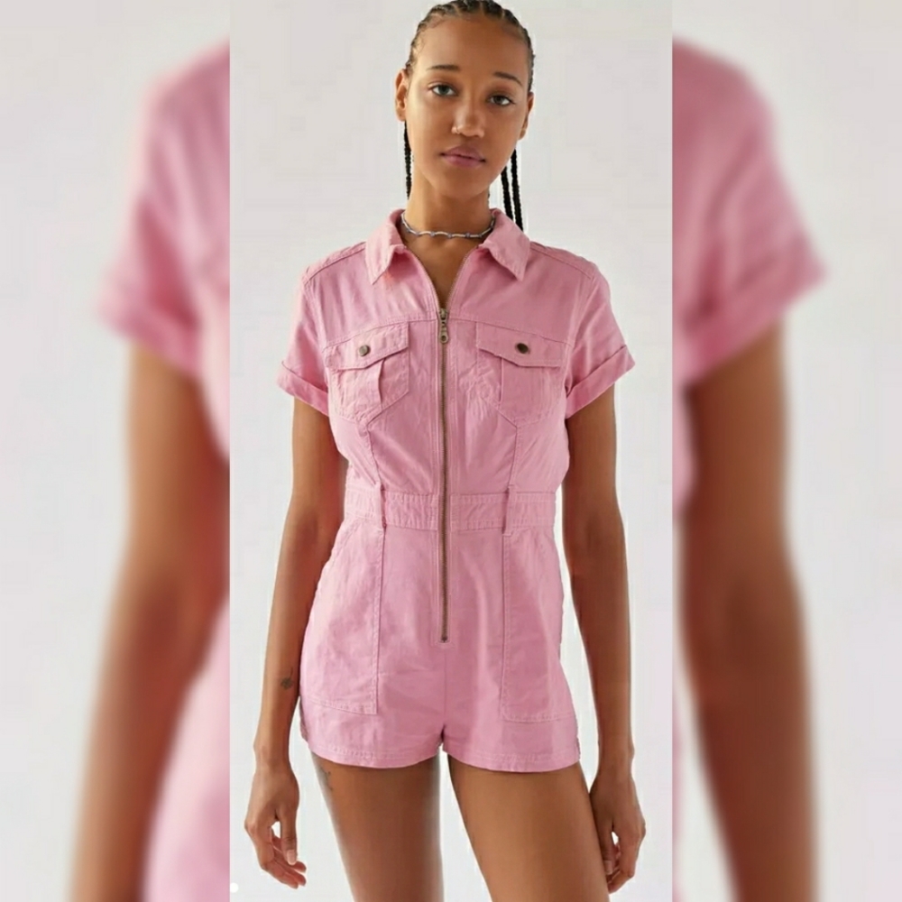 Urban Outfitters BDG Axel Linen Coverall Romper Medium